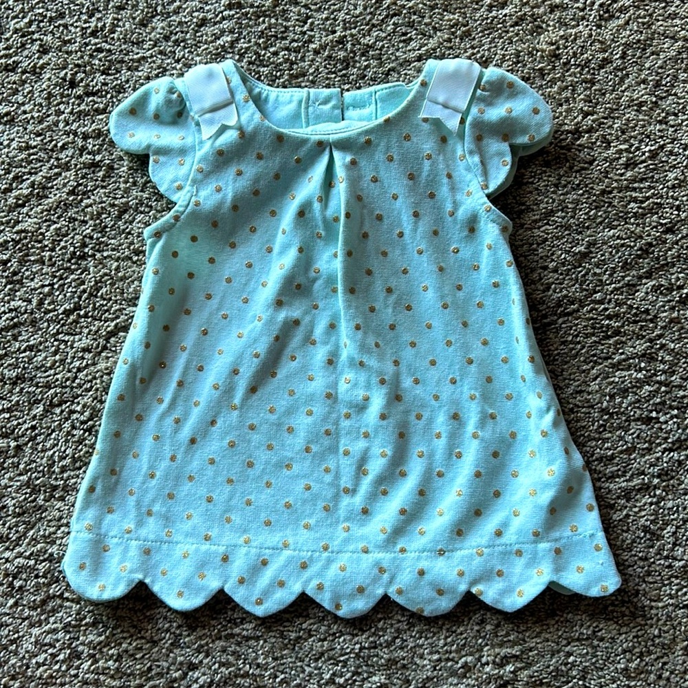 Tahari Baby mint with gold polka dot dress